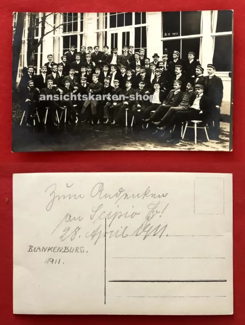 Studentika Foto AK BLANKENBURG 1911 Gruppenbild Studenten  ( 78118