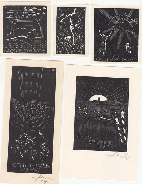 5 Exlibris Bookplate Hochdrucke Karoly Selmeczi Akt Konvolut Lot 1