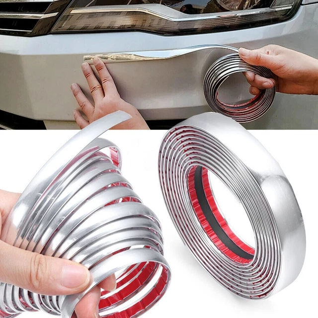 Bande De Garniture Chrome Voiture 10mm X 15m - Autocollante Universelle Protection Pare-Chocs Et Portes
