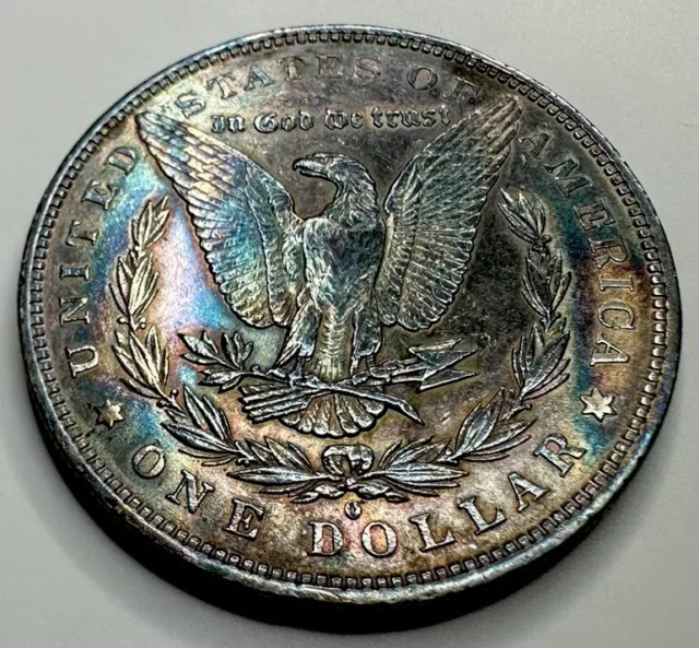 RARE Key Date Rainbow Toned Unc 1879-O Morgan Silver Dollar - "O Mint" 1st Year!