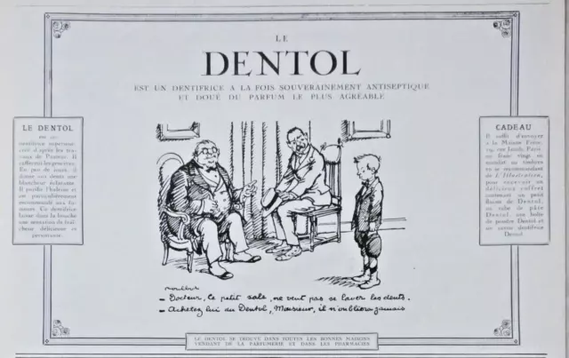 PUBLICITÉ DE PRESSE 1926 Dentifrice DENTOL souverainement antiseptique parfumé.