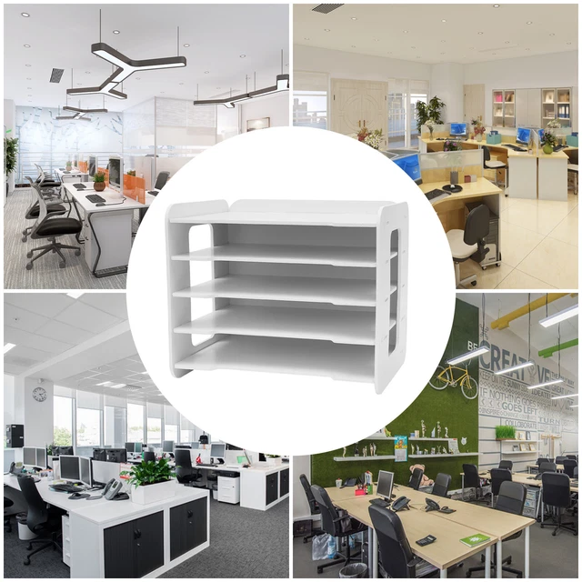 5 TIER STACKABLE Letter File Sorter Rack Storage & Folder Holder ...