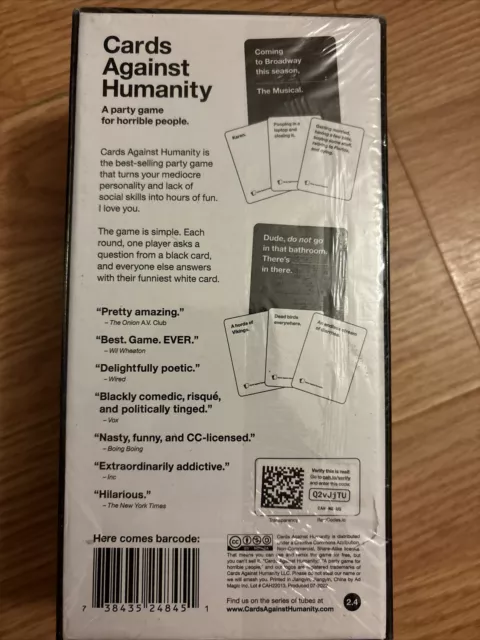 CARDS AGAINST HUMANITY A Party Game For Horrible People Updated For ...