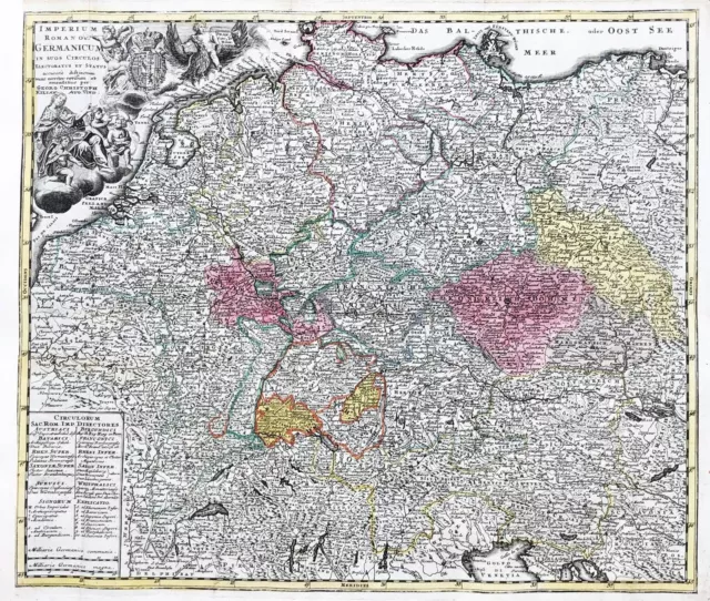 German Rich Germany Hungary Netherlands Austria Card Map Kilian 1760