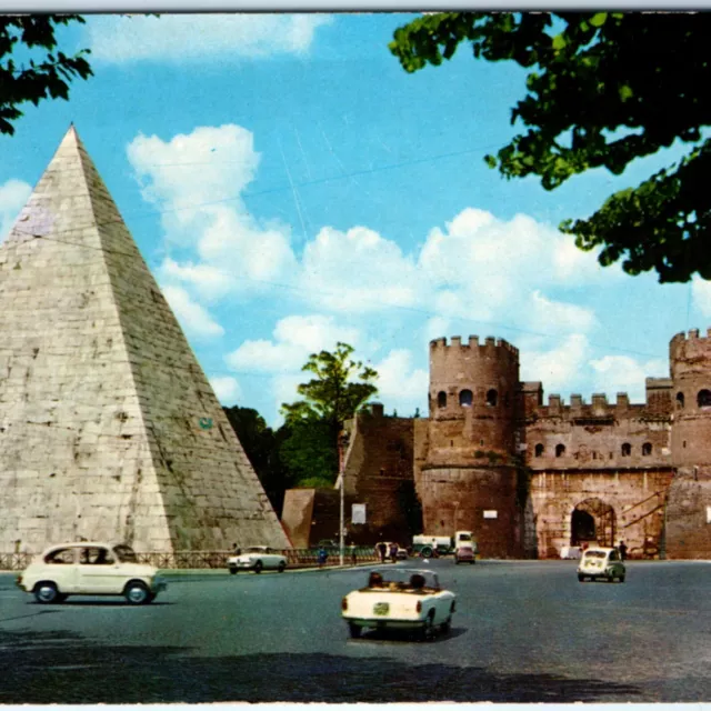 c1960s Rome, Italy Pyramid of Cestius Litho Photo PC Caius Cestis Tartaria A157