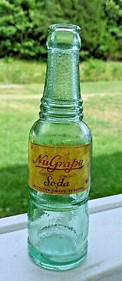 Vintage ACL Embossed NuGrape Soda Green Glass Soda Pop Bottle 6 oz, Buffalo, NY