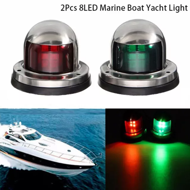 2x Marine Boat Stainless Steel Red&Green LED Navigation Signal Light Lamp Yac RF