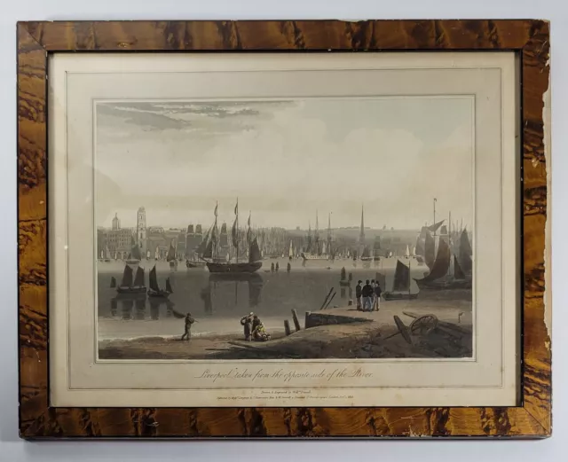 1815 Liverpool From River William Daniell Hand Colored Antique Engraving Print