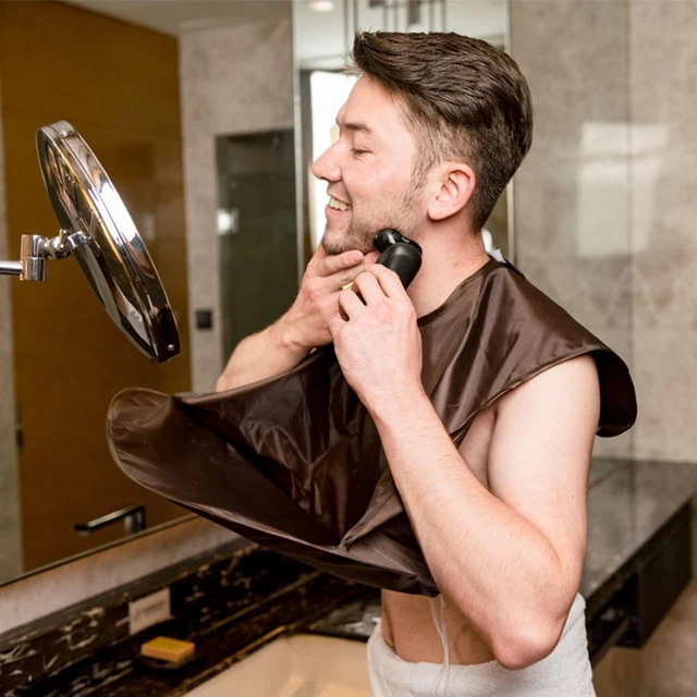 Abrigo de corte de pelo capa plegable barba masculina delantal de afeitar
