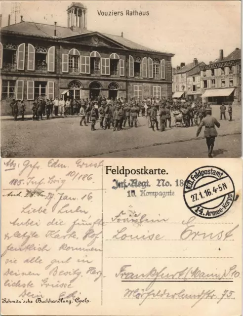 CPA Vouziers Vouziers Rathaus Feldpostkarte 1. WK 1916   als deutsche Feldpost