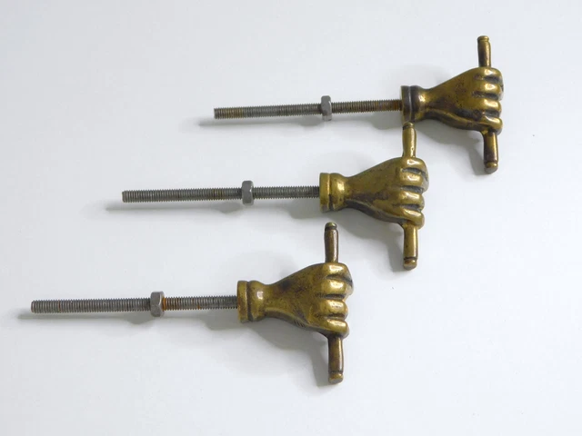 Lot de 3 Ancienne poignée de meuble,Porte,Tiroir,Main et Baton en Bronze XIX ème