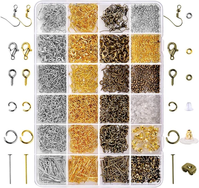 Kit de suministros para hacer joyas 2880 piezas con anillos de salto abiertos, clase de langosta