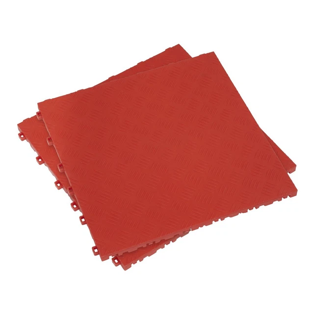 Sealey FT3R Polypropylen Boden Fliesen 400 x 400mm - Rot Riffelblech - Pack 9