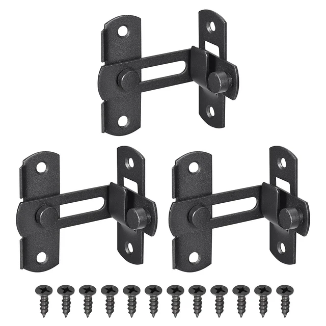 3 Set Sliding Barn Door Latch 90 Degree Cabinet Closet Window Barn Lock Black