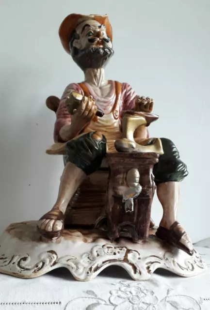 Large Vintage Capodimonte Cobbler Figurine