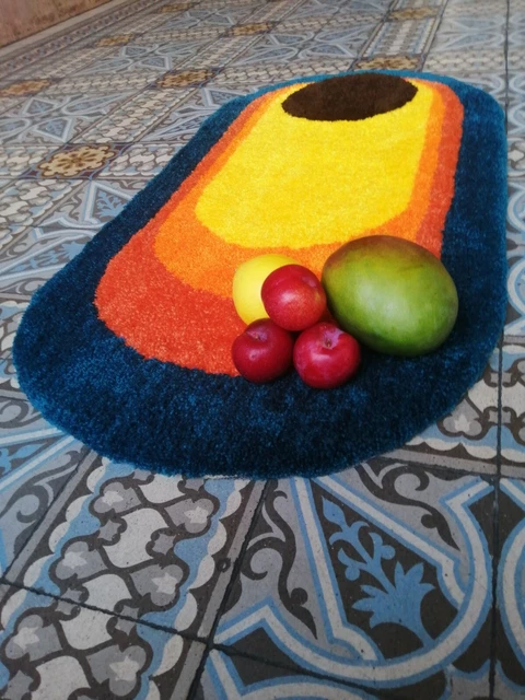 Tapis En Fausse Fourrure Moelleux Fait Main - Dimensions 88x45 Cm - Couleur Multicolore - Neuf Sans étiquette