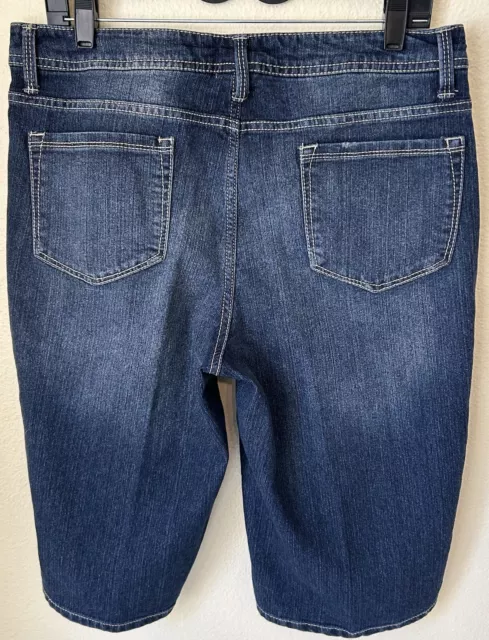FADED GLORY BERMUDA Jean Shorts Size 14 Mid-Rise Stretch Medium Wash ...