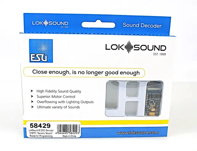 ESU LokSound 58429 V5 BLANK 21 Pin DCC Sound Decoder HO Scale NIB