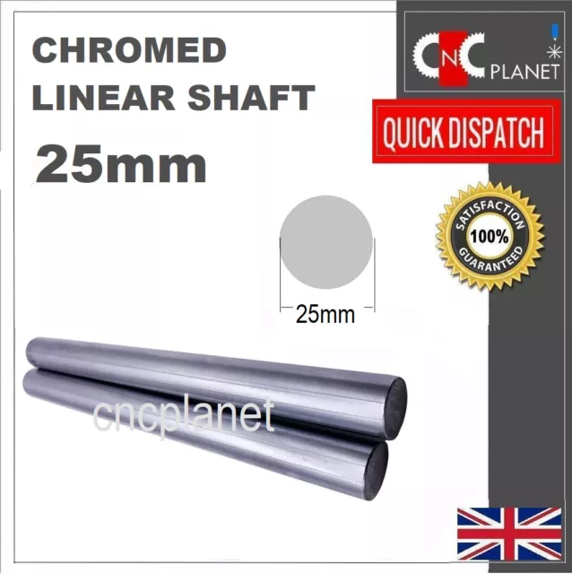 25mm Shaft Smooth Chromed Steel Linear Round bar Rail slide rod Bearing CNC UK 3