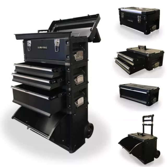 436 US PRO Tools Black Mobile Rolling Chest Trolley Cart cabinet Wheels Tool Box