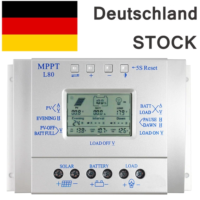 Produktbild von HEIBTENY MPPT Laderegler 600 W – 12/24 V, 20 A Step-down, Eingang 18–80 V, Für Lithium & Blei