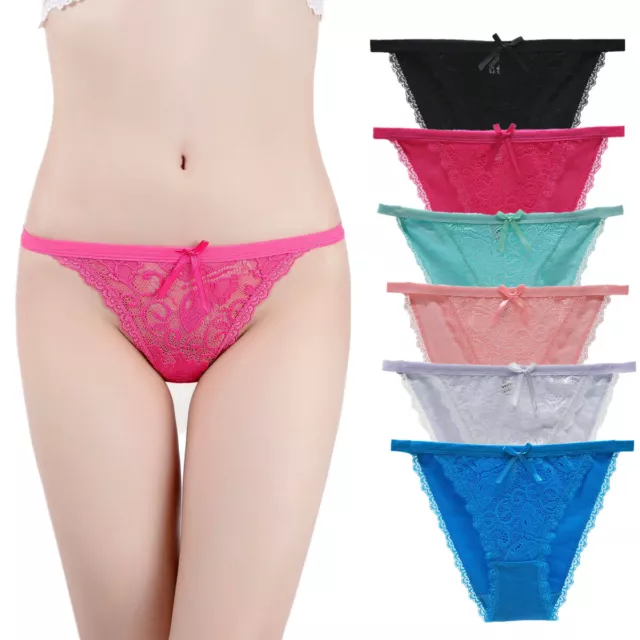 3 6 12 Pcs Lot Women's Sexy Lace Cotton String Bikini Briefs Panties Underwear