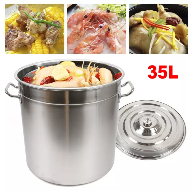 Casserole à soupe universelle en acier inoxydable avec couvercle marmite 35 L 2