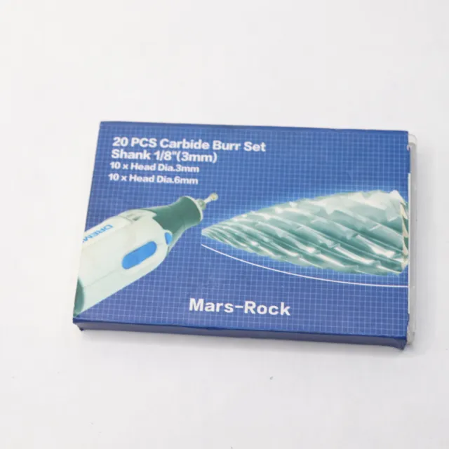 (20-Pk) Mars-Rock Rotary Tool Rasp Bits Kit Carbide 1/8" Shank