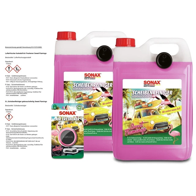 2x5 LITRI SONAX PULITORE DISCHI ACQUA TERGICRISTALLO SWEET FLAMINGO + DEODORANTE