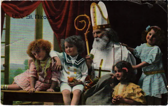 PC ST NICOLAS, VIVE ST. NICOLAS, Vintage REAL PHOTO Postcard (b46232)