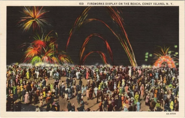 CPA AK Fireworks Display on the Beach Coney Island NEW YORK CITY USA (790449)
