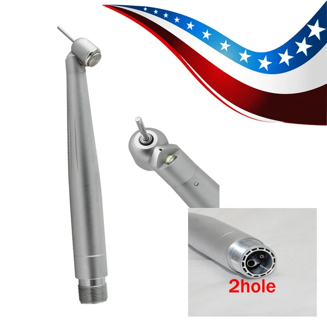 Denshine Dental LED 45 Degree Fiber Optic High Speed Handpiece 2-Holes 55L/min