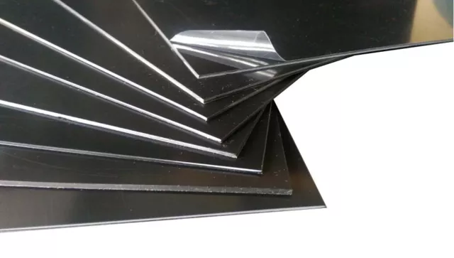 Large Black A0 A1 A2 Plasticard Styrene Sheet 0.5 0.75 1 1.5 2 3mm, Gloss & Matt