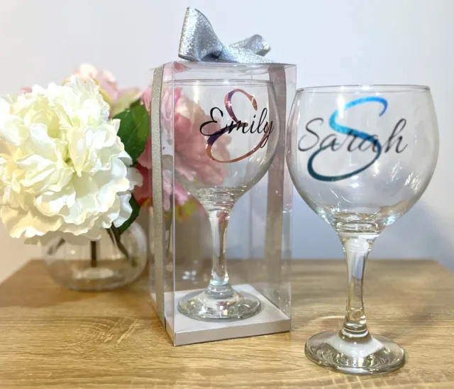 Personalised Gin Glass with Name & Initial Gift Boxed Special Occasion