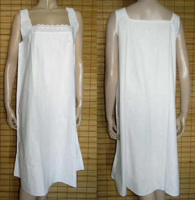 Weisses Unterkleid - Nachtkleid - Spitze - Leinen/Cotton - Antik - Gr. S - M
