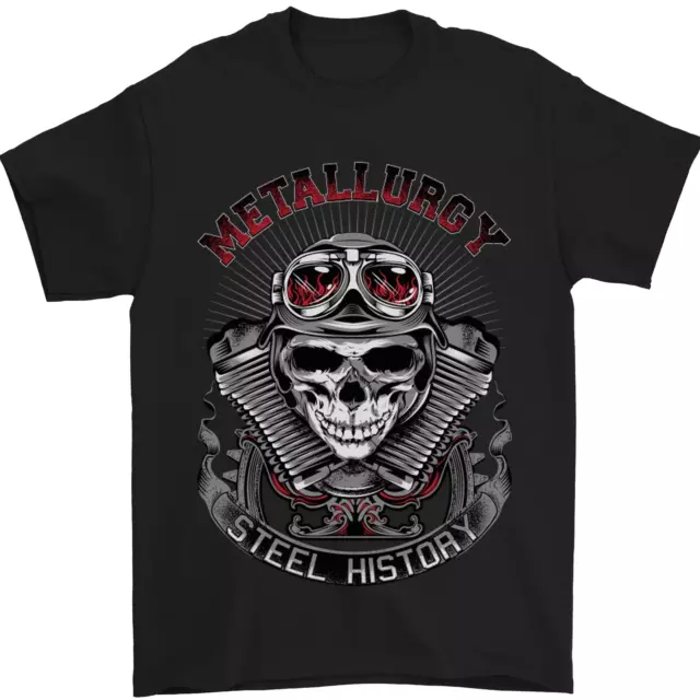 Biker Metallurgy Motorbike Motorcycle Skull Mens T-Shirt 100% Cotton