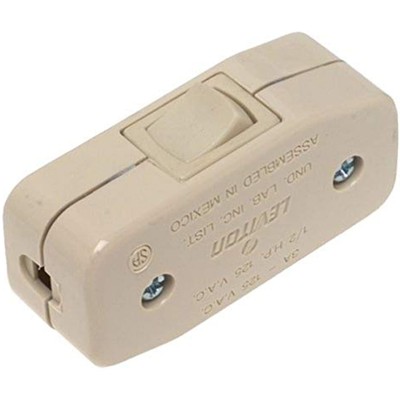 Leviton 5410-I 3Amp 125V Heavy Duty Feed Thru Rocker Appliance Switch, Ivory
