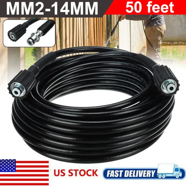 High Pressure Washer Hose 50FT 5800PSI M22-14mm Power Washer Extension Hose USA