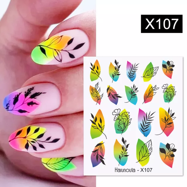 Nagel Wasser Abziehbilder Aufkleber Transfer Nail Art Schmetterling Blumen Bunt