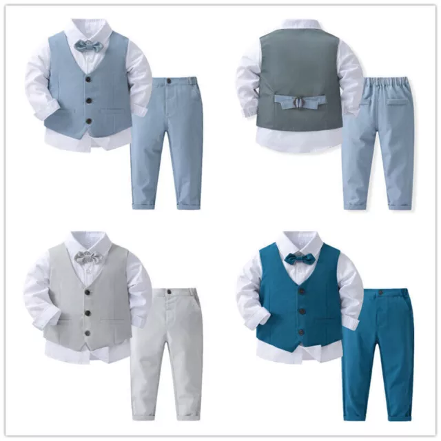 Set blazer bambino gentiluomo abito da battesimo abito da sposa camicia a maniche lunghe + giubbotto + pantaloni *