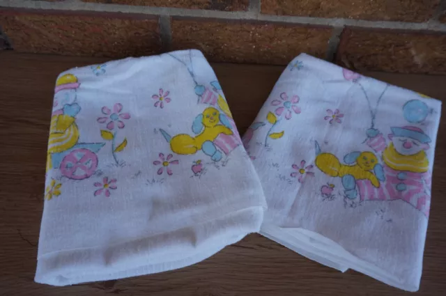 BABY BLANKET Set 2 Vintage Clown Circus Pastel White Hospital Receiving Blanket