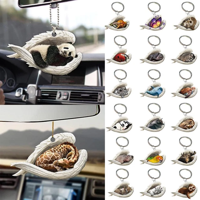 Hanging Ornament Keychain Cute Sleeping Angel Animal Pendant Car Wing Gift P6J9