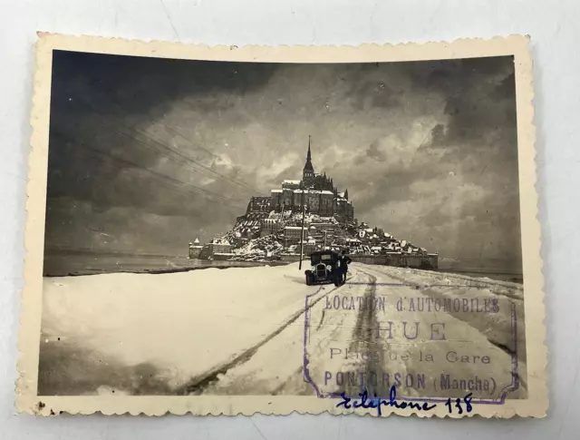 4.5" x 3.5" Vintage Le Mont Saint Michel Normandy France 1900s Car Snow