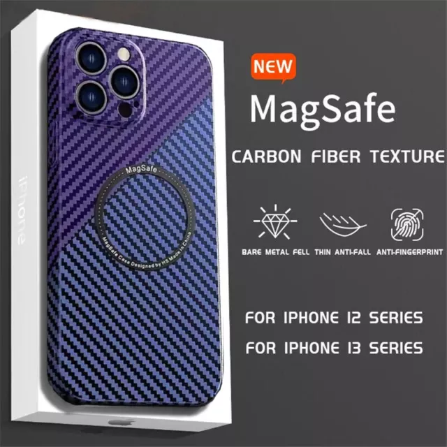 Ultra-Thin Magnetic Carbon Fiber Case-Magsafe Cover For iPhone 14 13 12 Pro Max