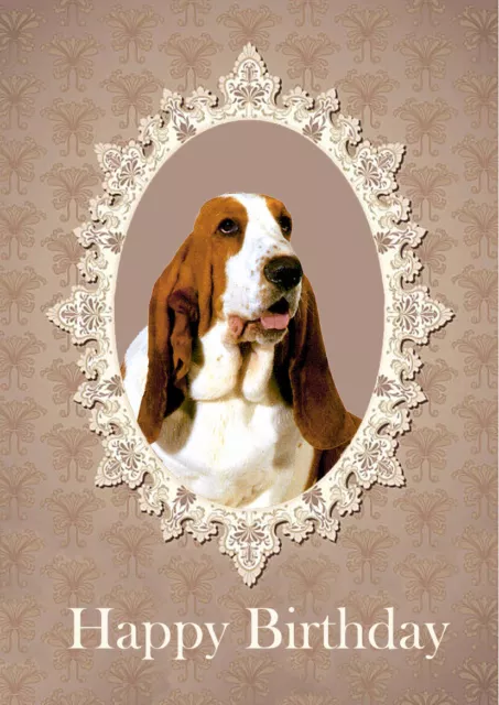 Basset Hound Dog  Birthday Greetings Note Card Lovely Head Study