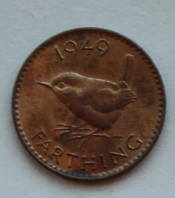 1949 British Farthing Coin. Quarter Penny. George VI. (B86)