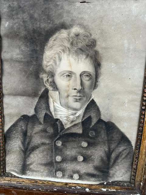 TABLEAU & DESSIN Portrait Fusain Baron Capdeville Pau Antique Drawing ...