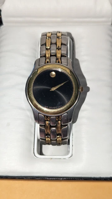 Orologio Da Uomo Movado 0862 Quadrante Nero Parti Svizzere 2 Toni Oro/Acciaio 35mm 091