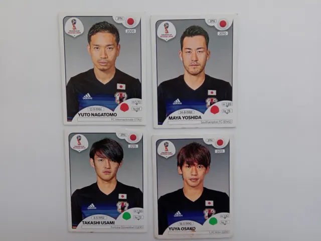 Panini 2018 Russia FIFA World Cup. Japan team 4 stickers. Made in Italy