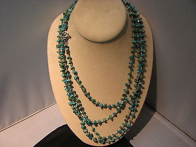 96" Turquoise Nugget Sterling Silver Toggle Necklace SX